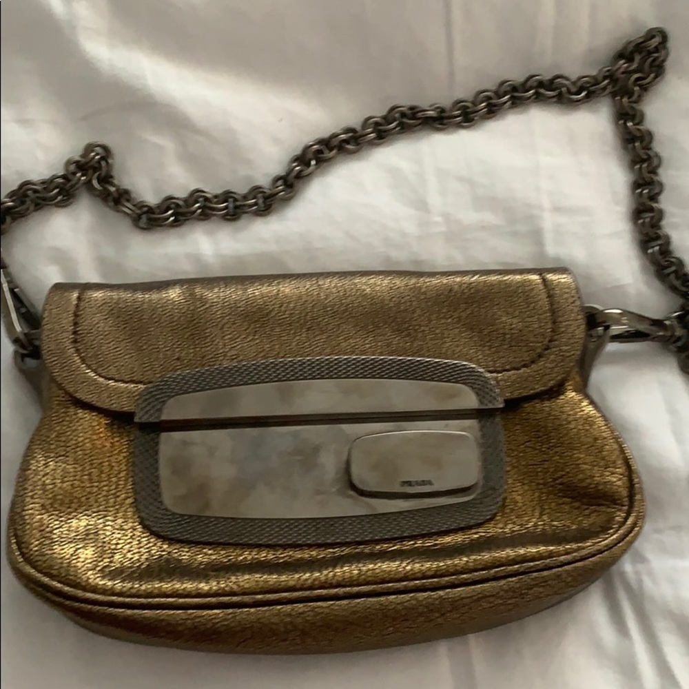 Prada Small metallic purse Bronze and Dark silver